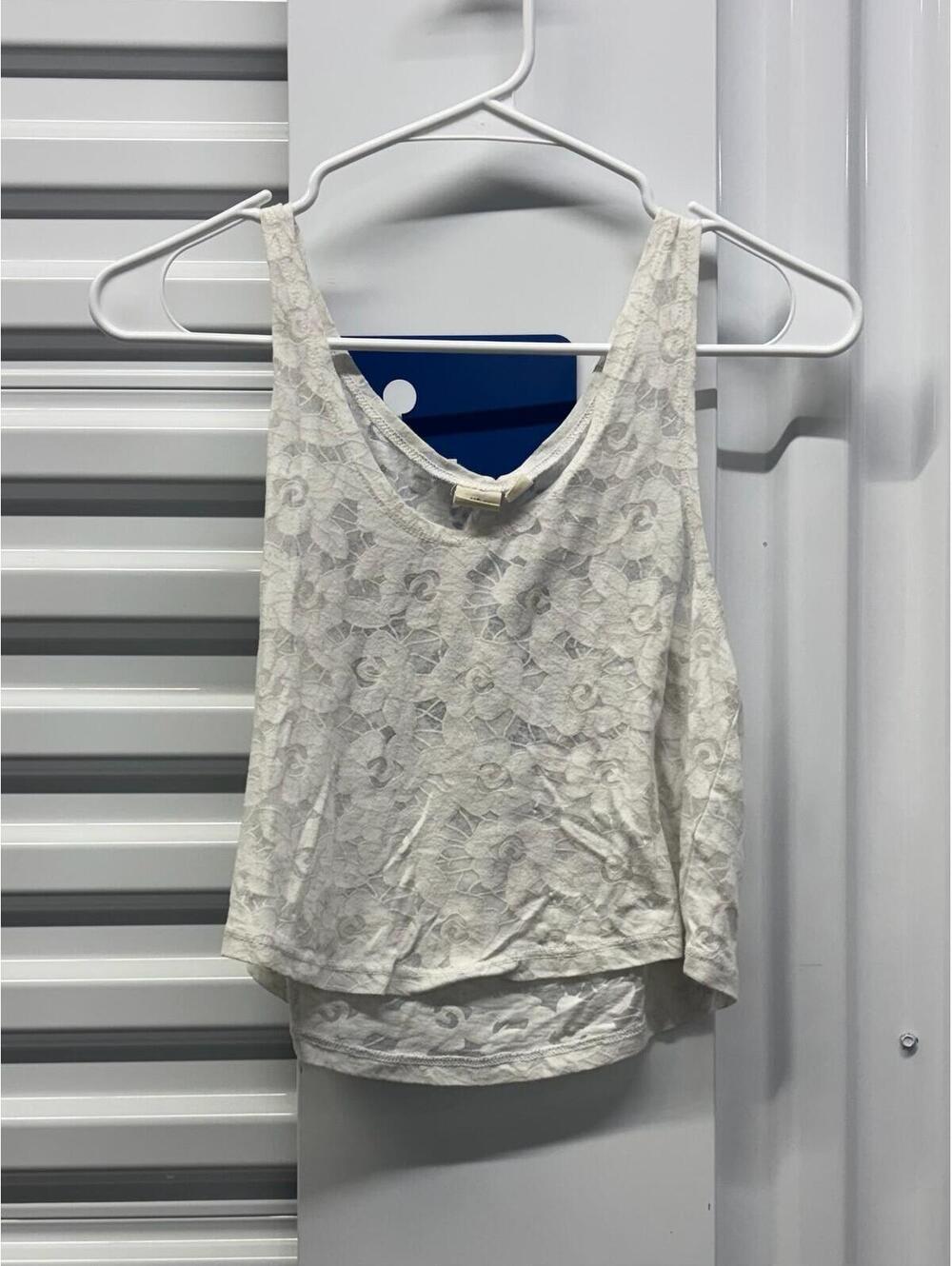 LA Hearts Women’s XS LA Hearts White Graphic Lace Cropped Tank Top